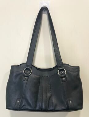 Vintage Derek Alexander Black Leather Shoulder Bag Preppy Pleated Purse